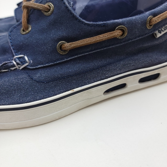 Columbia Shoes Mens 9.5 Navy Blue Canvas Comfort Walking Sneakers Vulc N Vent - Picture 2 of 7